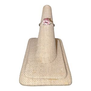 Sterling Silver Pink CZ Three-Stone Ring Size 5.75 Elegant Sparkle J21